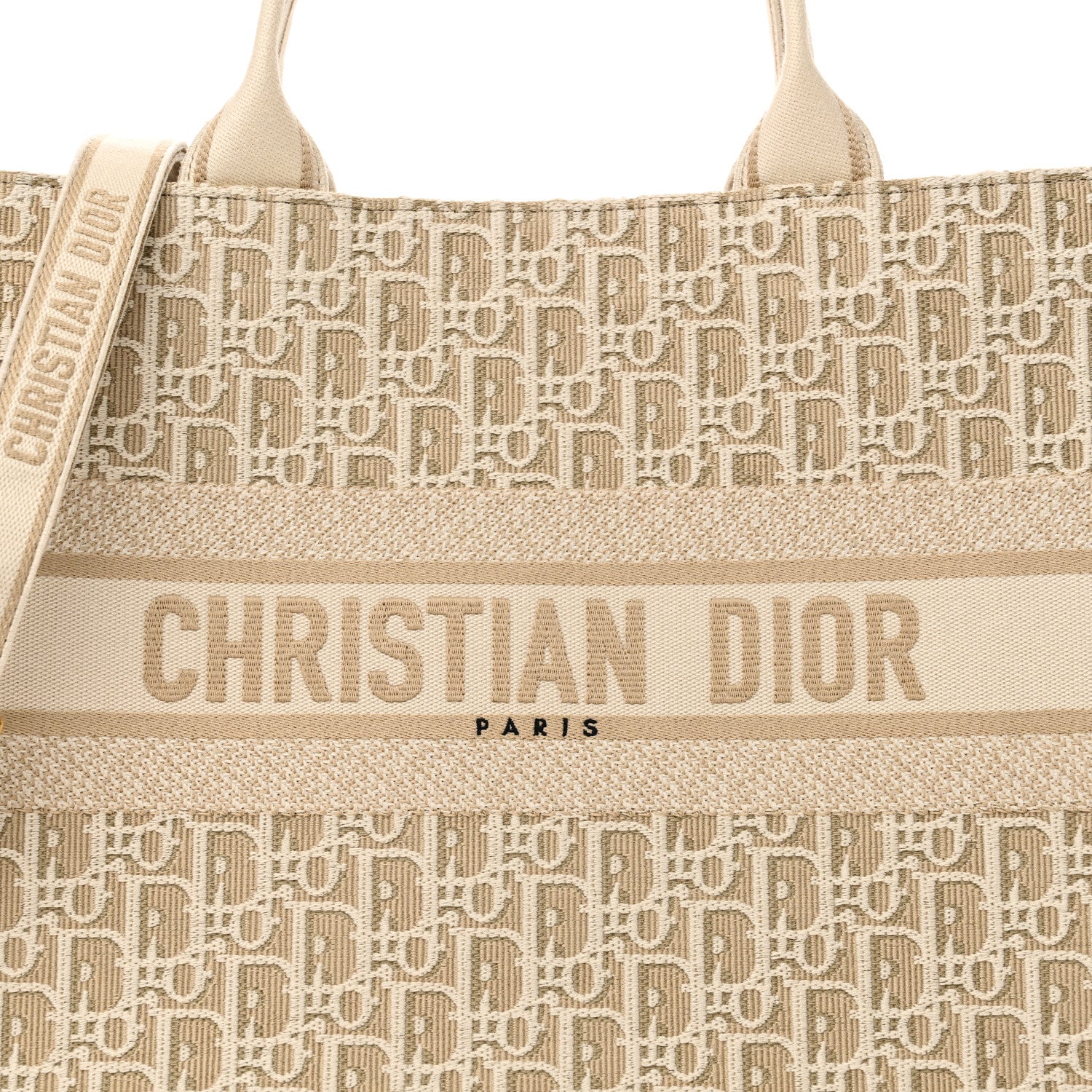 Christian Dior Oblique Calfskin Medium Book Tote With Strap Gold Multicolor Natural 7 of 9