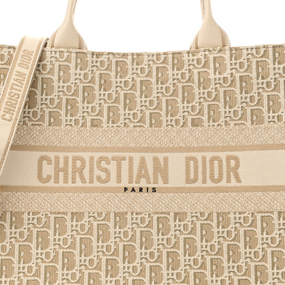 Christian Dior Oblique Calfskin Medium Book Tote With Strap Gold Multicolor Natural 7 of 9