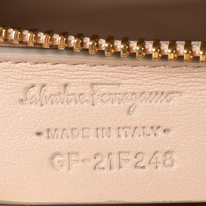 Salvatore Ferragamo Lambskin Calfskin Woven Fiamma Bag Seta Oro 7 of 10