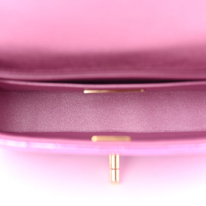 Chanel Mirror Calfskin Metallic Calfskin Quilted Hollywood Boulevard Mini Flap With Coin Purse Light Purple 6 of 11
