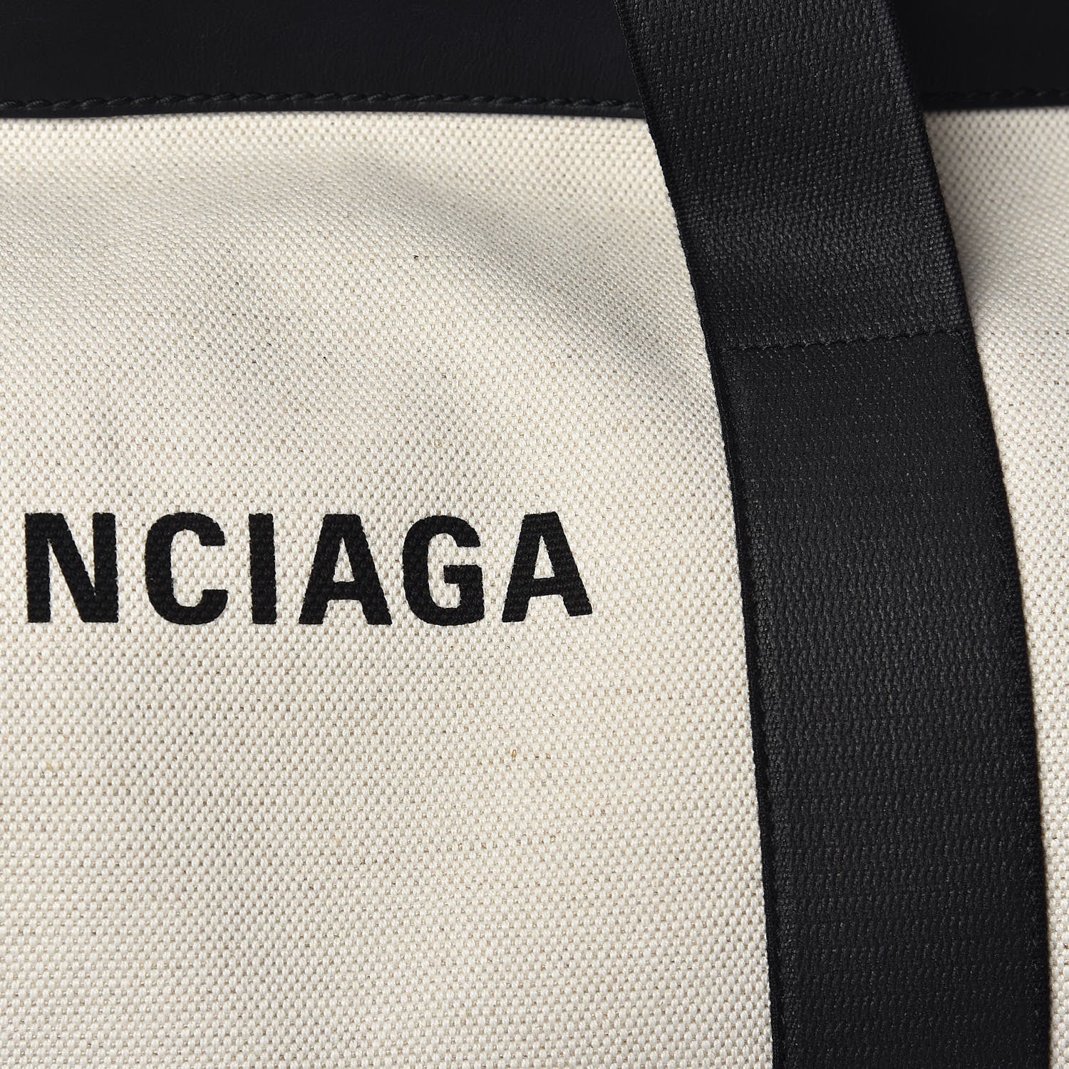Balenciaga Cotton Canvas Calfskin Navy Tote Natural Black 10 of 10