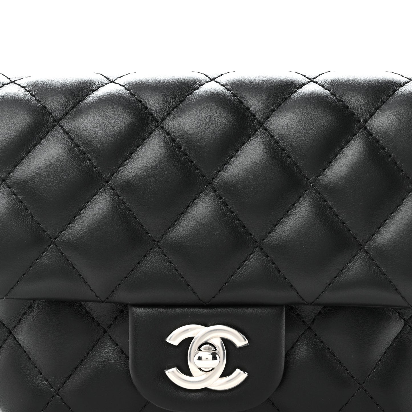 Calfskin Quilted CC Uniform Flap Belt Bag Black