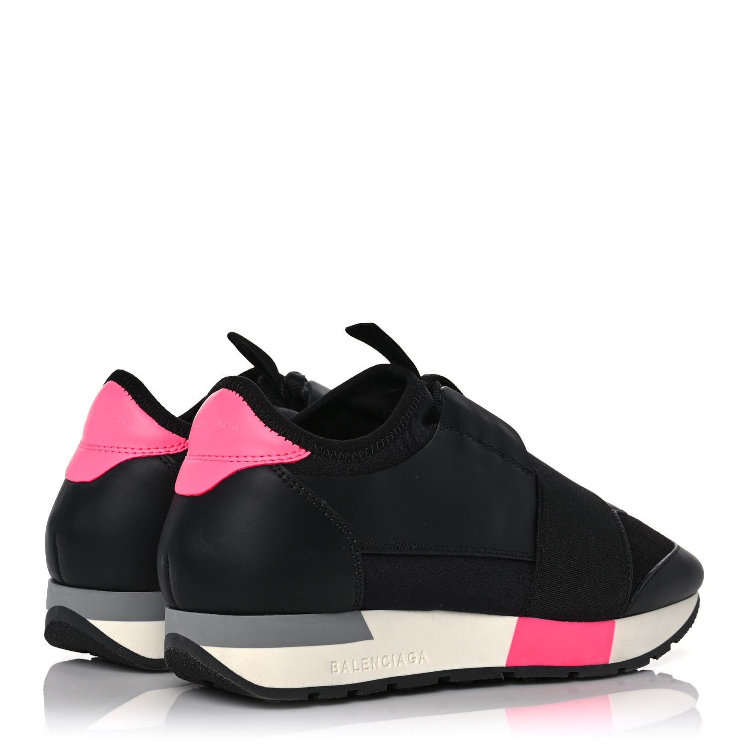 Balenciaga Mesh Calfskin Neoprene Womens Race Runner Sneakers 36 Black Rose Fluo 4 of 8