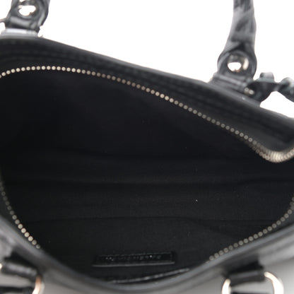 Balenciaga Agneau Classic Silver Hardware Nano City Logo Strap Black Fluo Yellow 5 of 10