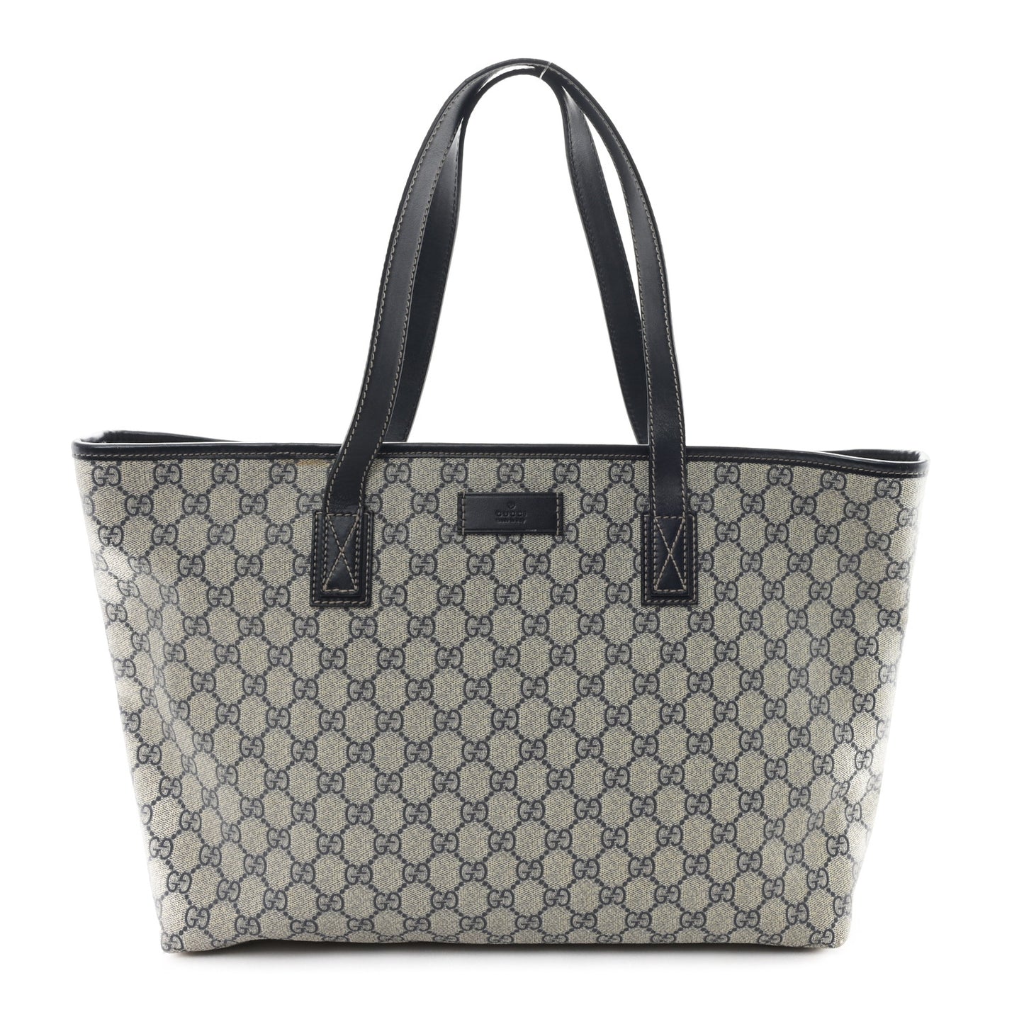 GG Supreme Monogram Medium Zippered Shopping Tote Navy