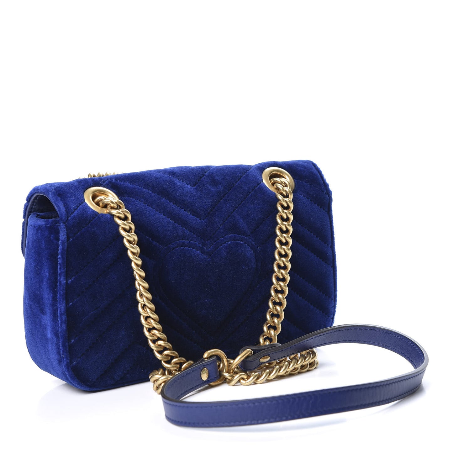 Velvet Matelasse Mini GG Marmont Shoulder Bag Cobalt Blue