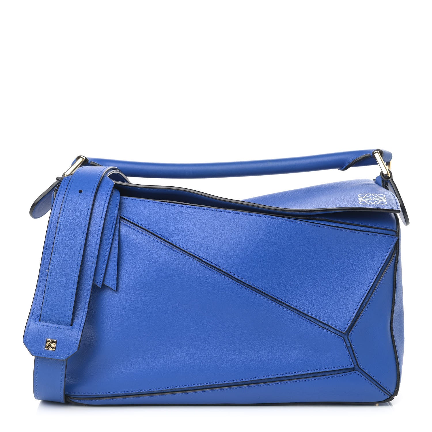 LOEWE Calfskin Puzzle Bag in size Medium in the color Electric Blue by Fashionphile