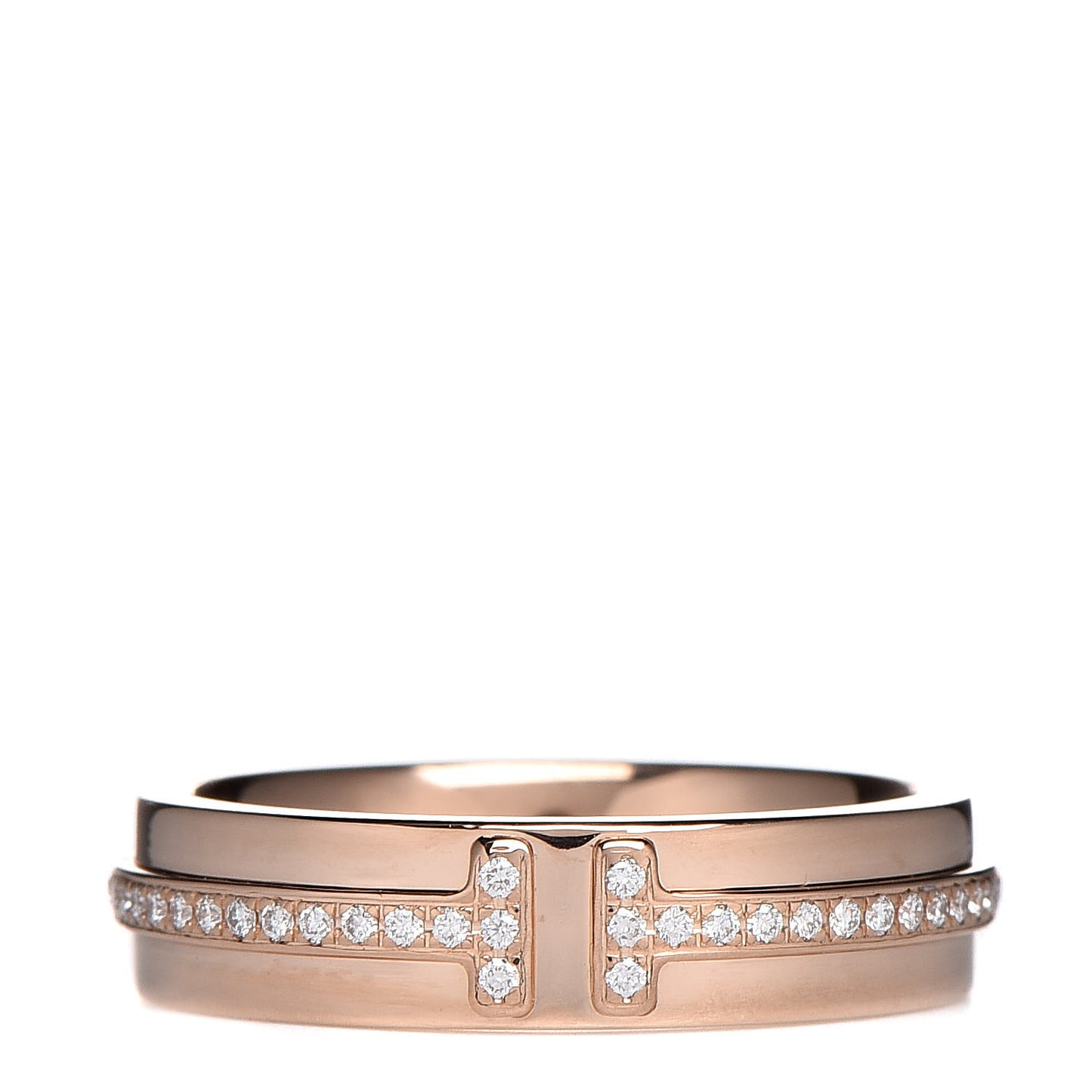 18K Rose Gold Diamond T Two Ring 47 4