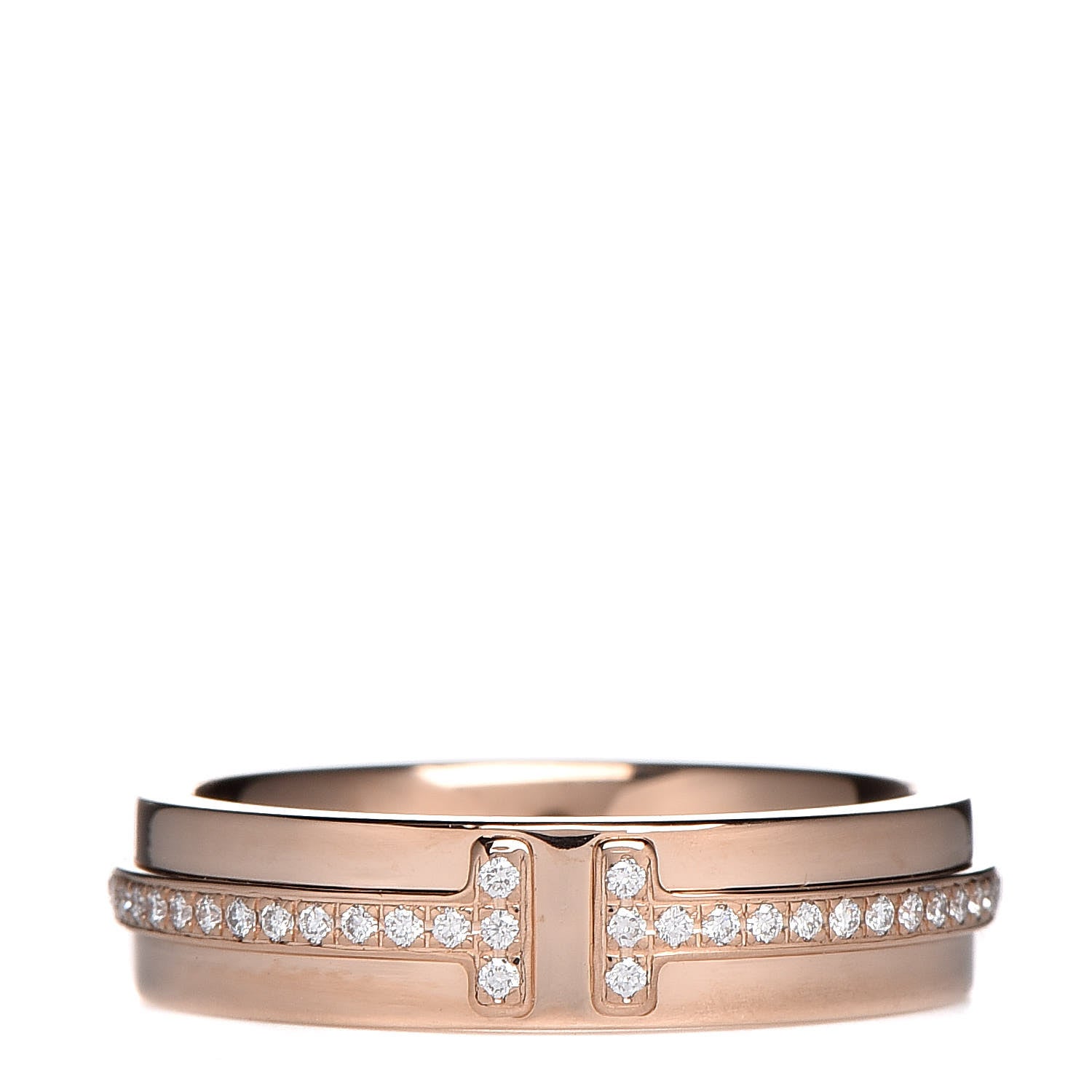 Tiffany 18K Rose Gold Diamond T Two Ring 47 4 1 of 4