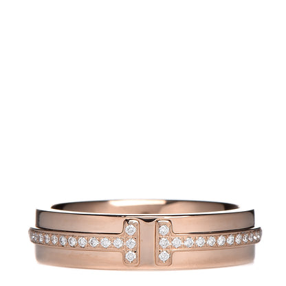 Tiffany 18K Rose Gold Diamond T Two Ring 47 4 1 of 4