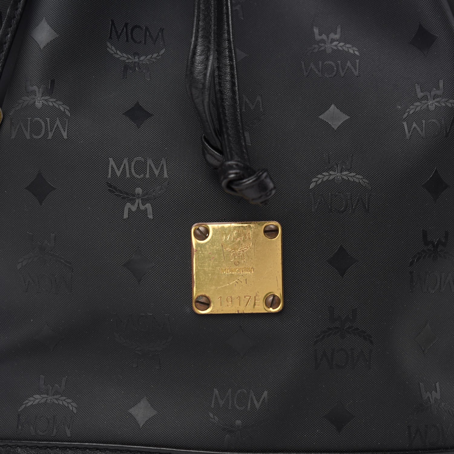 MCM Nylon Monogram Drawstring Bucket Bag Black 10 of 10