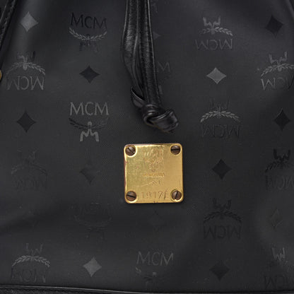 MCM Nylon Monogram Drawstring Bucket Bag Black 10 of 10