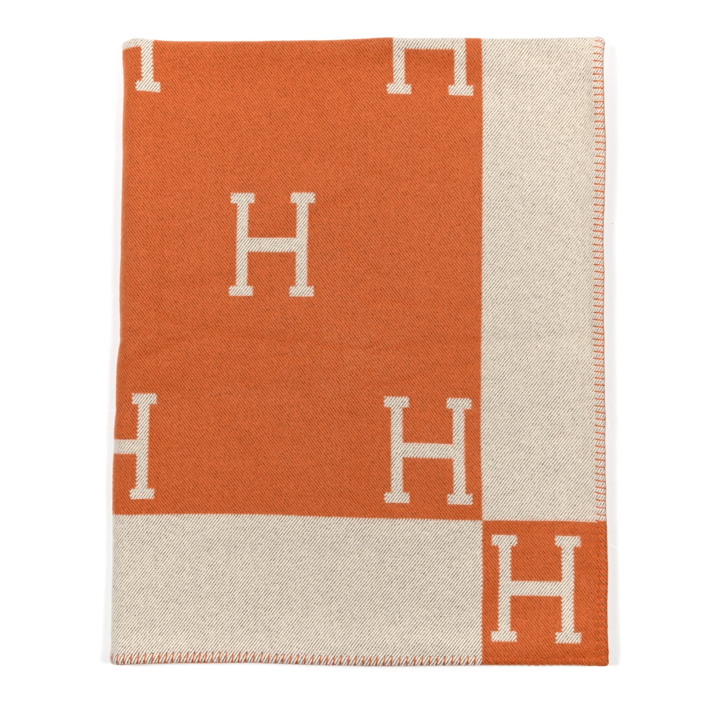 Wool Cashmere Signature Classic Avalon Blanket Ecru Potiron