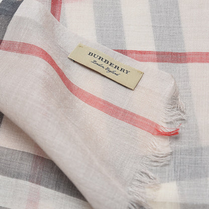 Burberry Wool Silk Gauze Giant Check Lightweight Scarf Stone 5 of 5