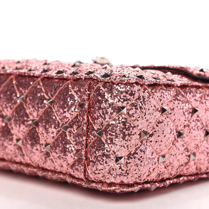 Valentino Garavani Glitter Medium Rockstud Spike Shoulder Bag Antique Pink 7 of 9
