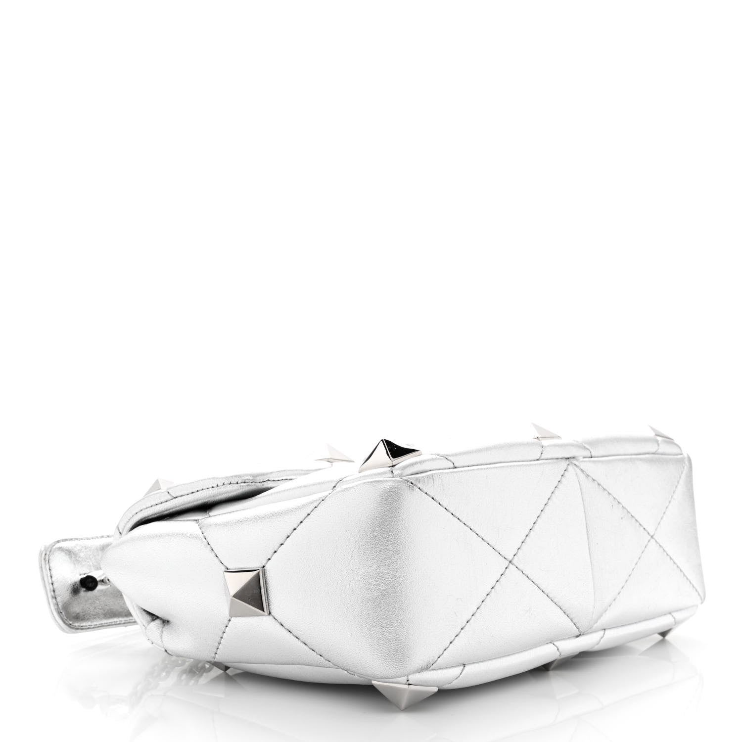 Valentino Garavani Nappa Medium Roman Stud Shoulder Bag Silver 4 of 9