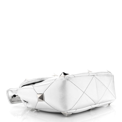 Valentino Garavani Nappa Medium Roman Stud Shoulder Bag Silver 4 of 9