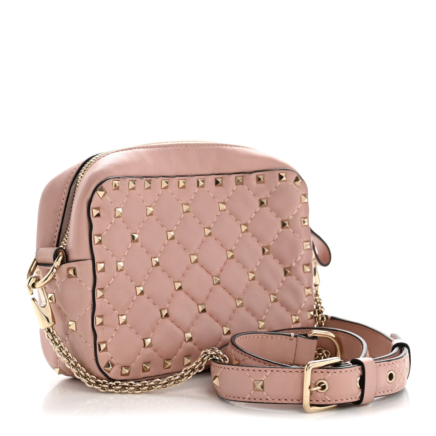 Nappa Rockstud Spike Camera Crossbody Bag Water Rose