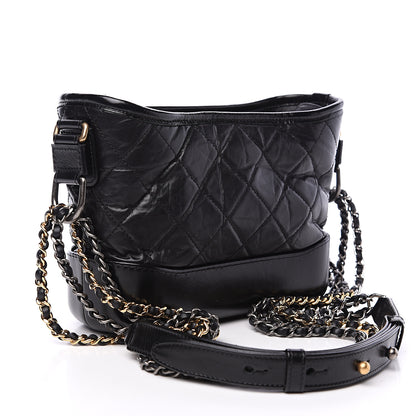 Chanel Aged Calfskin Quilted Small Gabrielle Hobo Black 2 of 9