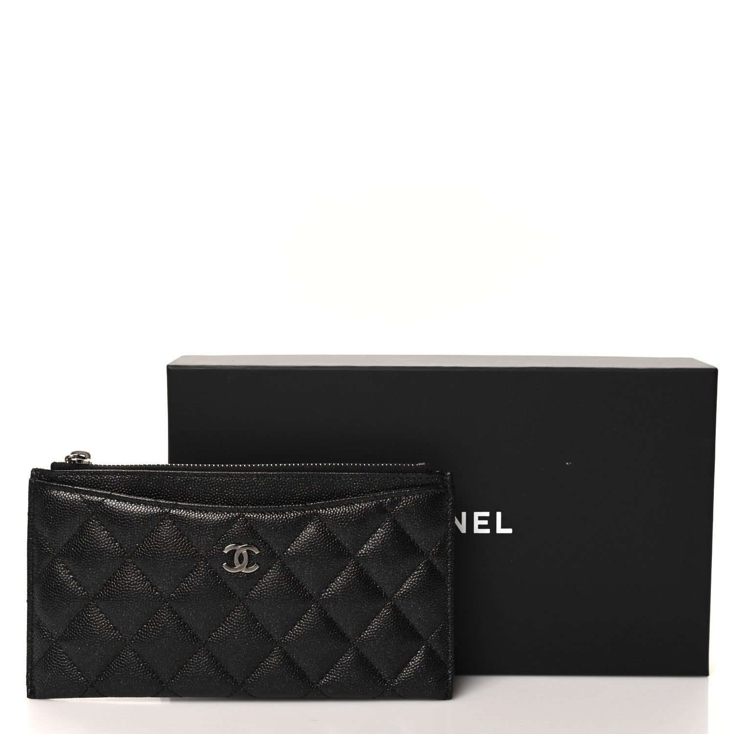 Chanel Iridescent Caviar Quilted Classic Zip Pouch Black 8 of 8