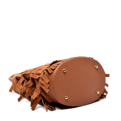 Burberry Prorsum Suede Fringe Bucket Bag Cognac 4 of 8