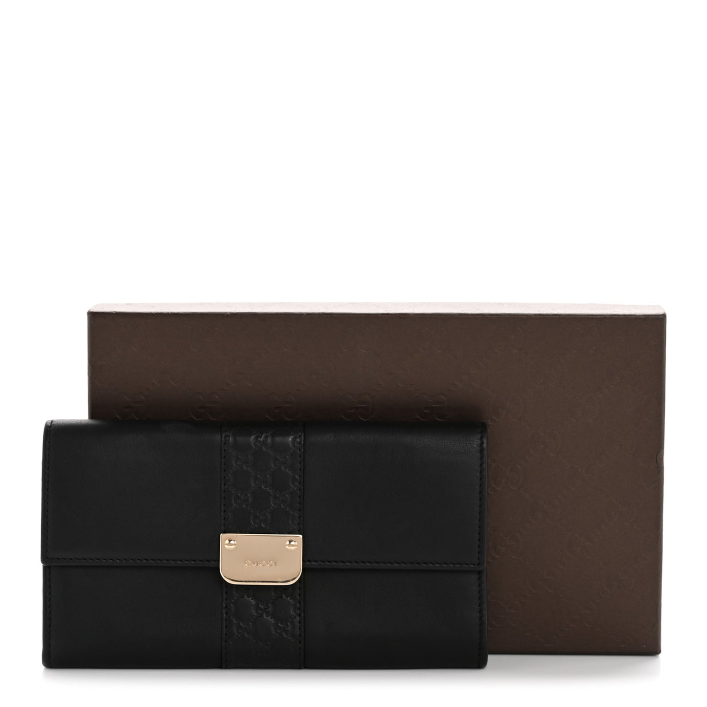Microguccissima Calfskin GG Continental Wallet Black