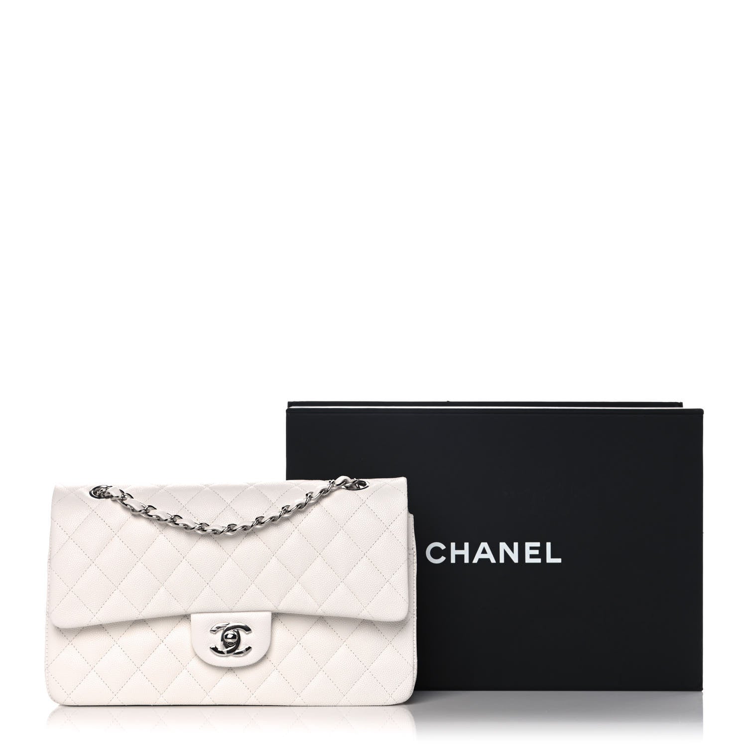 Chanel Caviar Quilted Medium Double Flap White 13 of 13