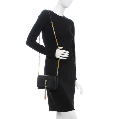Saint Laurent Smooth Calfskin Classic Monogram Kate Tassel Chain Wallet Black 2 of 7