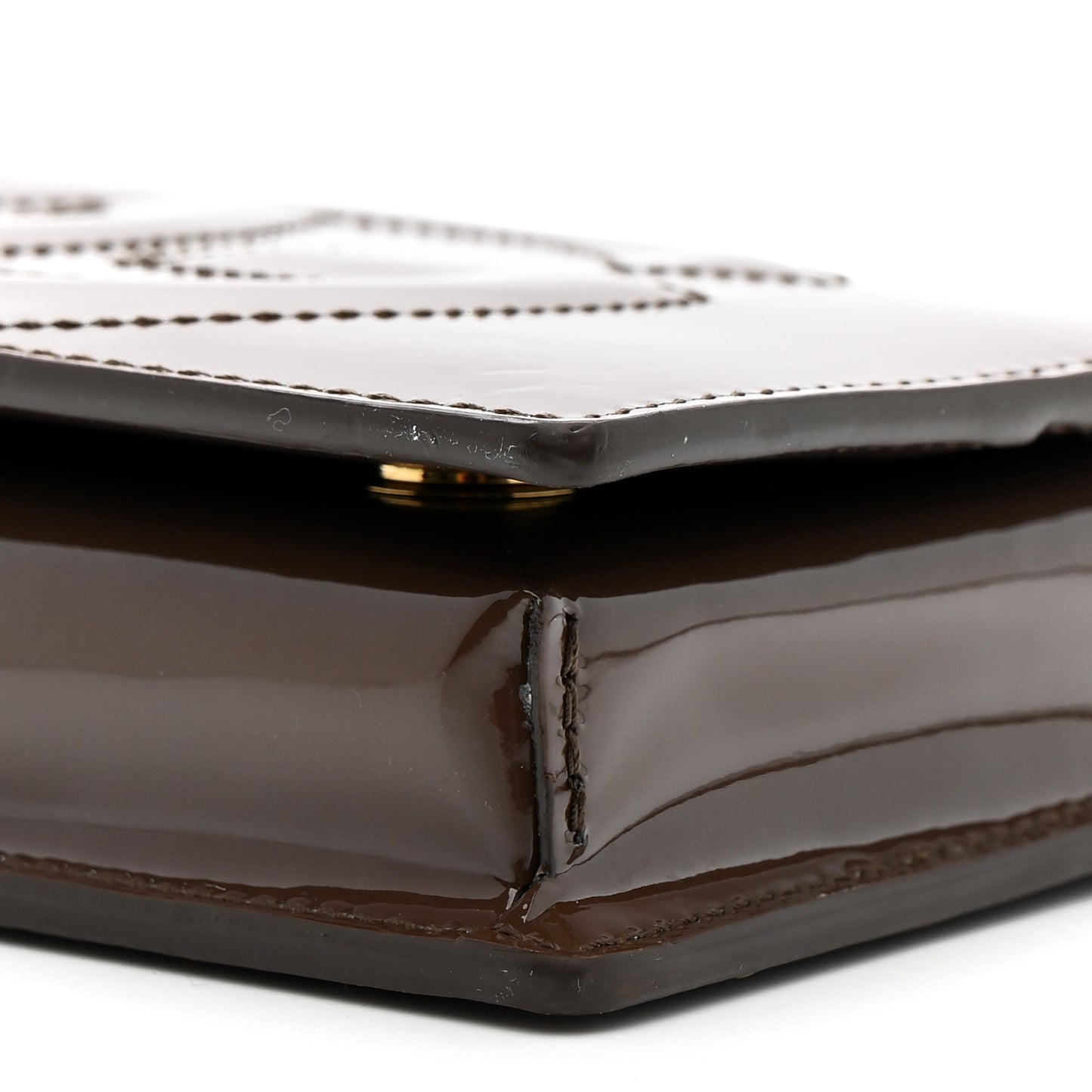 DOLCE GABBANA Patent DG Logo Crossbody Bag Brown