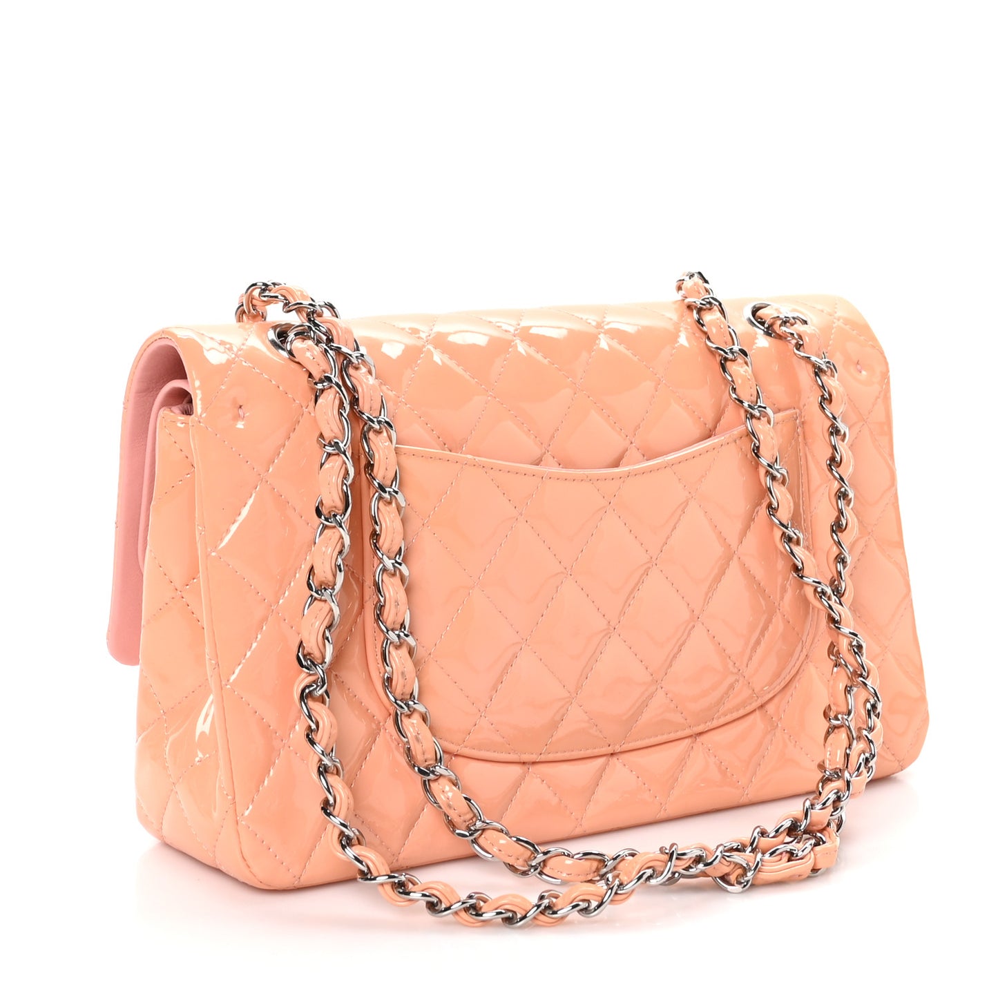 Patent Quilted Medium Double Flap Light Pink