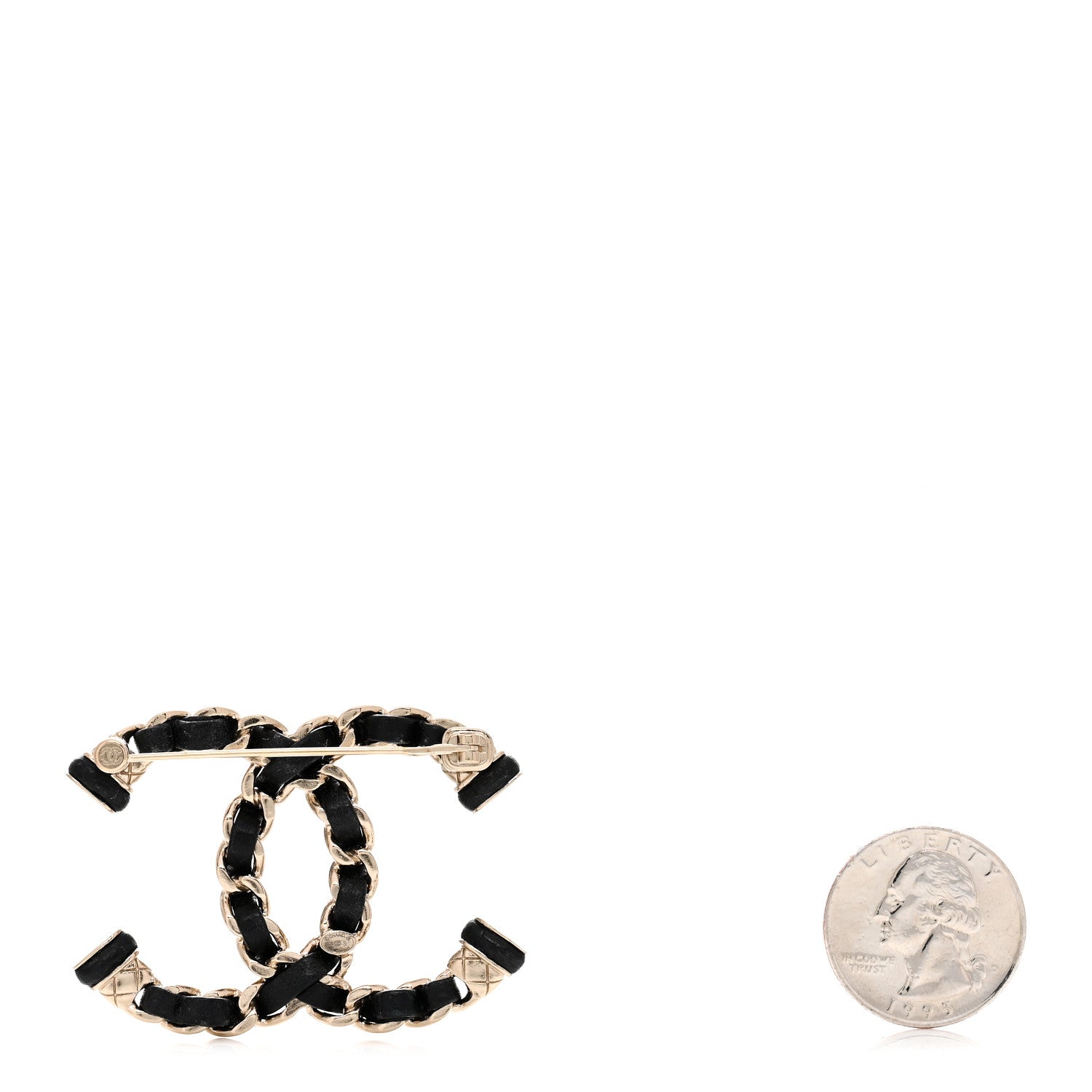 Chanel Lambskin Chain CC Brooch Black Gold 2 of 3