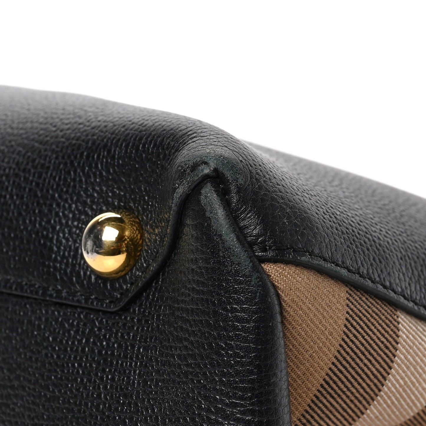 Grainy Calfskin House Check Medium Banner Tote Black