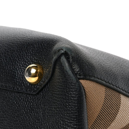 Burberry Grainy Calfskin House Check Medium Banner Tote Black 10 of 10