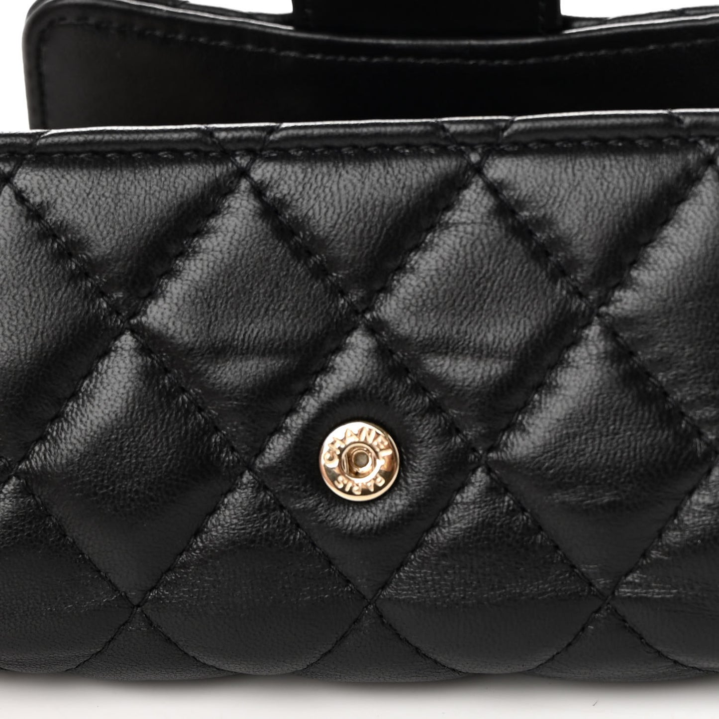 Lambskin Quilted 4 Key Holder Black