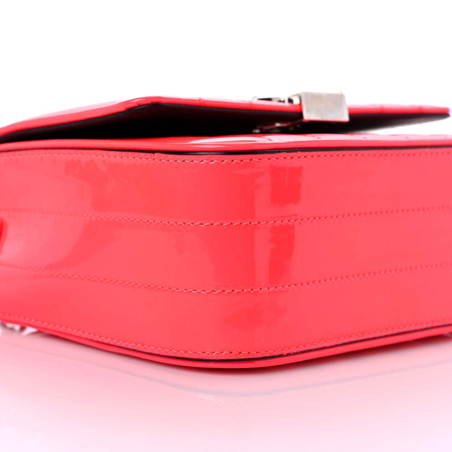 Patent Calfskin Matelasse Monogram Small Vicky Chain Bag Neon Pink
