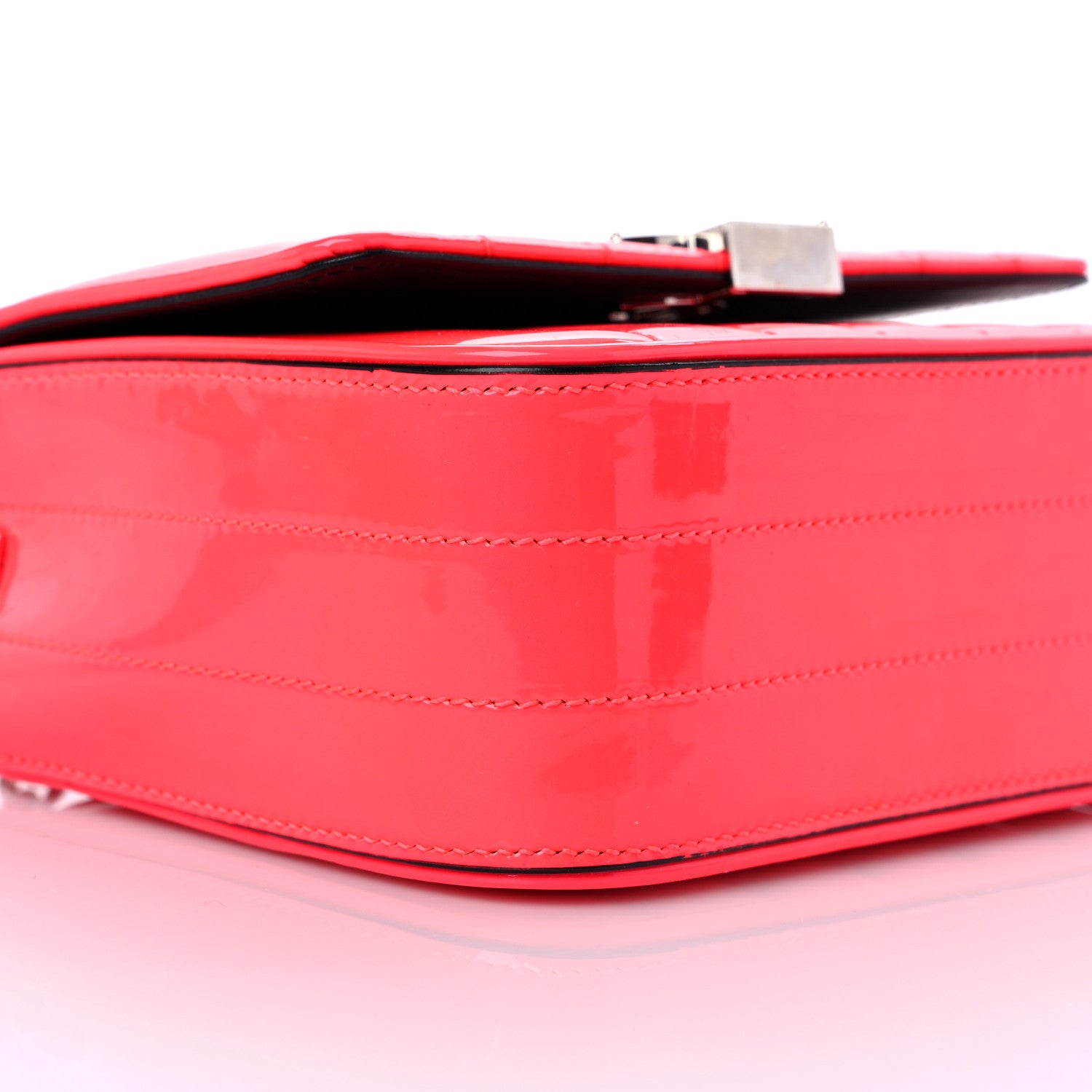 Saint Laurent Patent Calfskin Matelasse Monogram Small Vicky Chain Bag Neon Pink 8 of 14