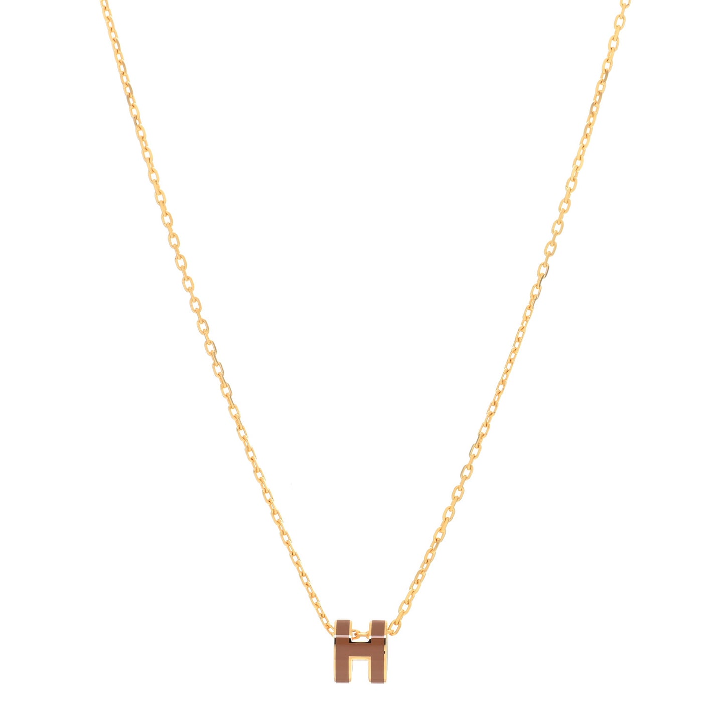 Lacquered Rose Gold Mini Pop H Pendant Necklace New Gold
