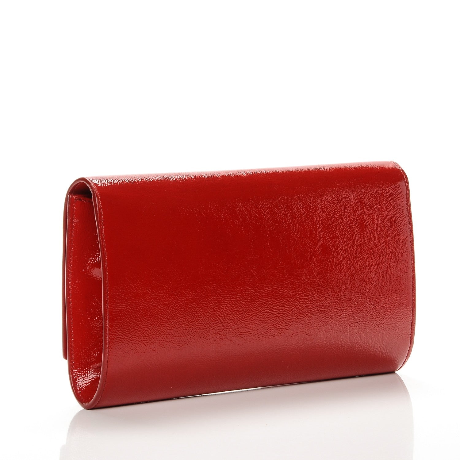 Saint Laurent Textured Patent Monogram Large Belle De Jour Clutch Red 3 of 7