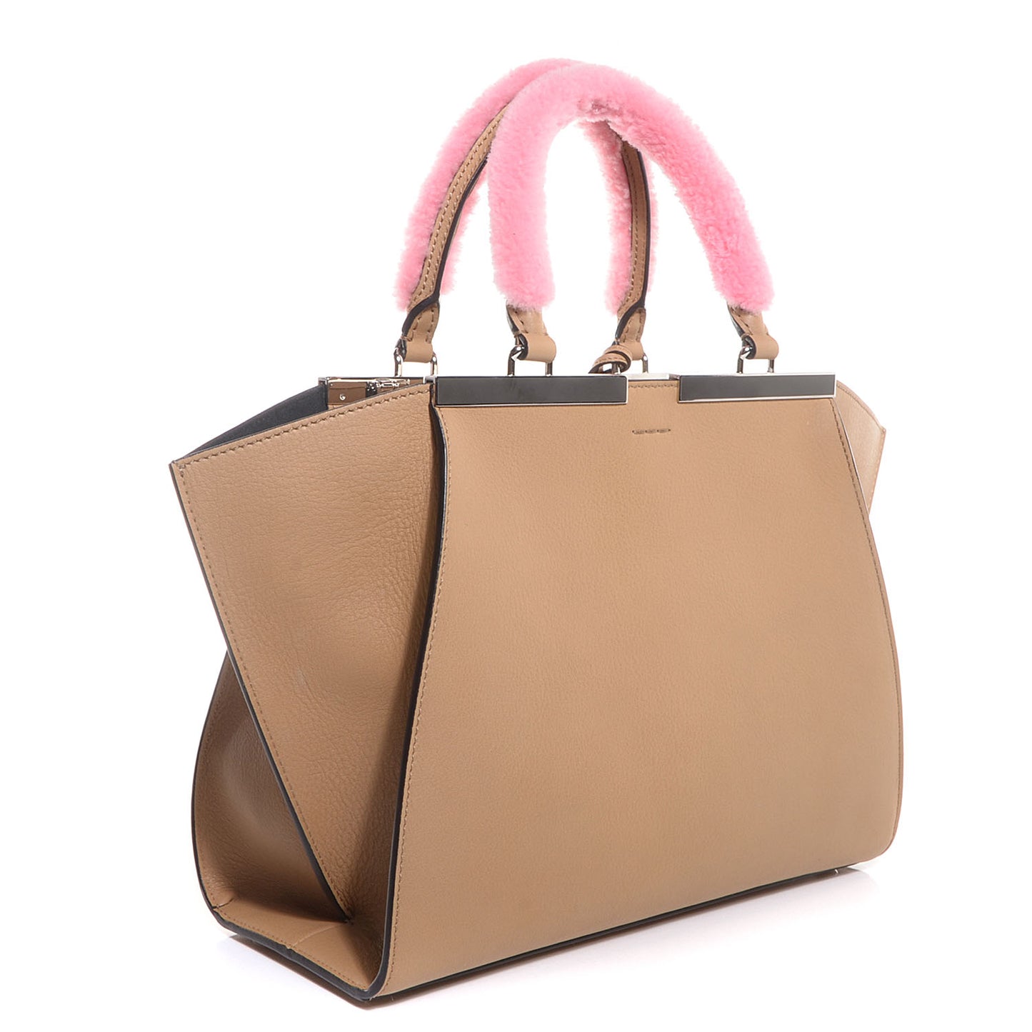 Calfskin Shearling Petite 3Jours Tote Tan