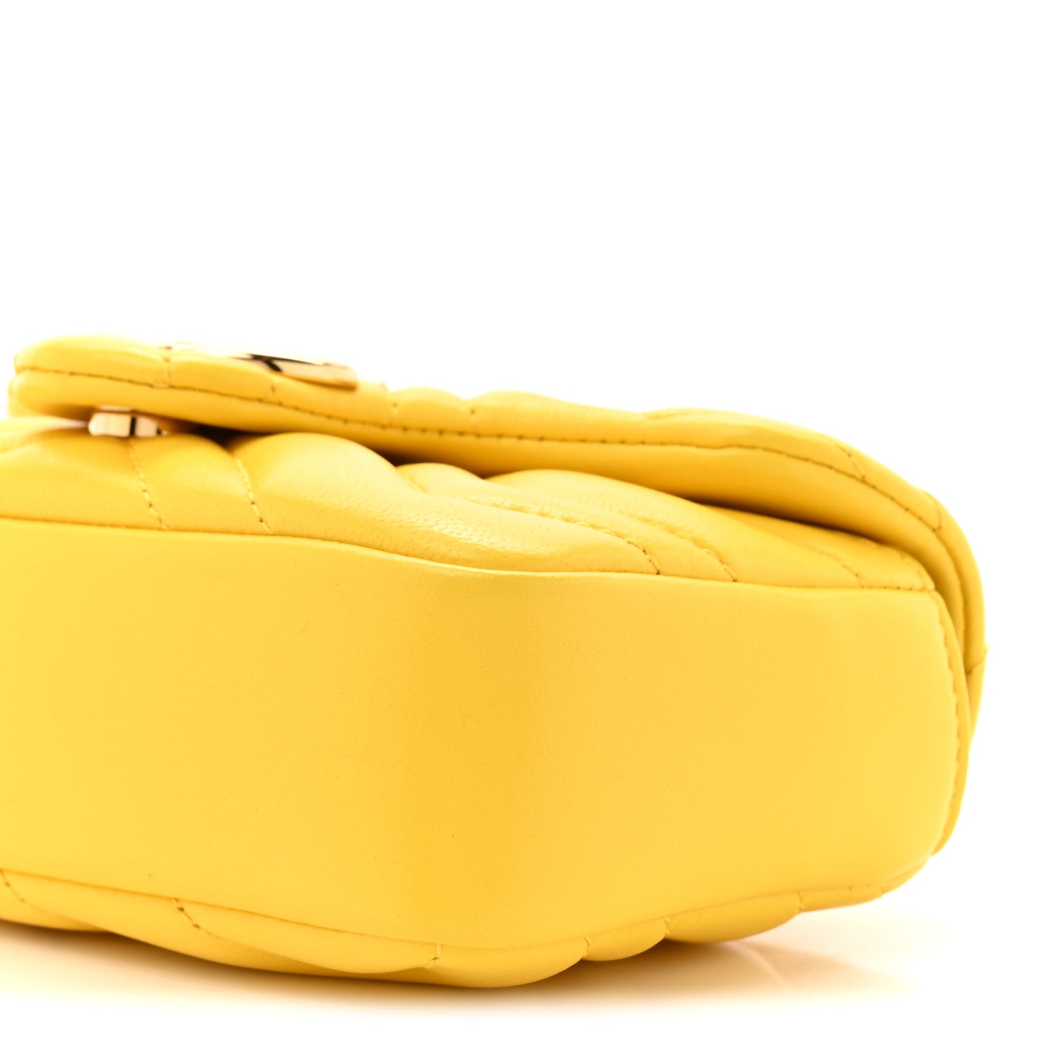 Gucci Lambskin Matelasse Mini GG Marmont Shoulder Bag Yellow 9 of 10