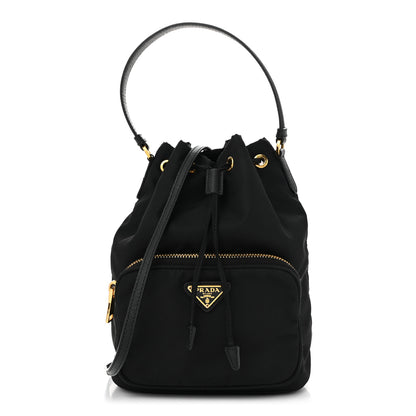 Prada Saffiano Tessuto Nylon Mini Bucket Crossbody Bag Black 1 of 11
