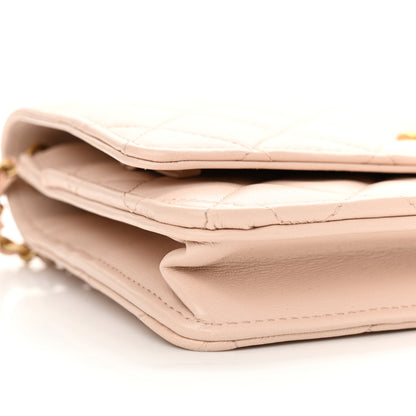 Chanel Lambskin Quilted CC Pearl Crush Wallet on Chain WOC Beige 10 of 12
