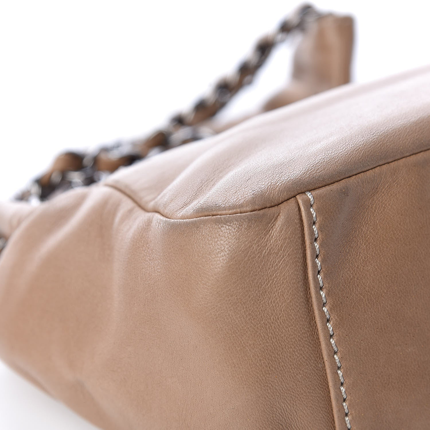 Chanel Lambskin Contrast Stitch Small Surpique Accordion Flap Beige 13 of 17
