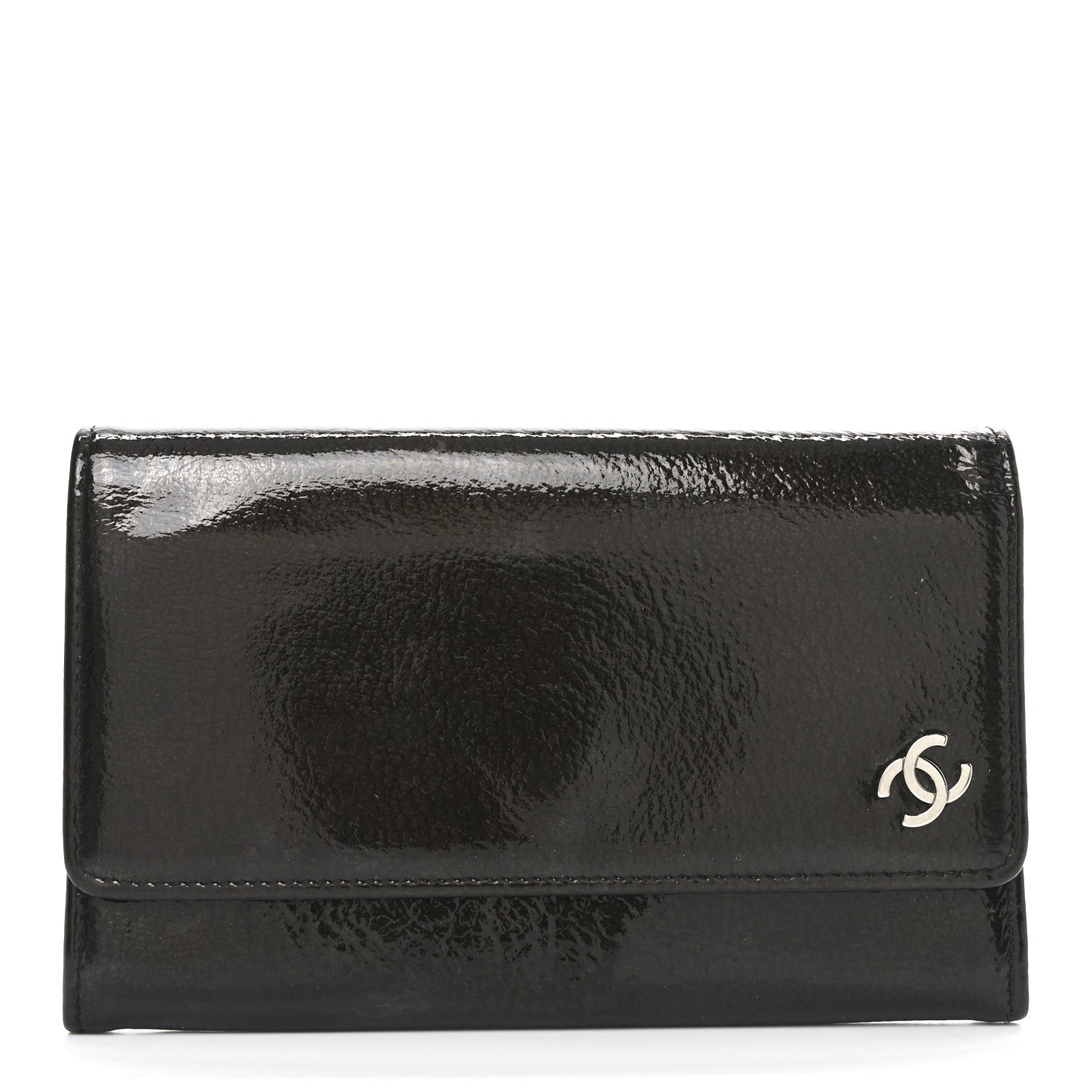 Chanel Patent Goatskin Flap Wallet Dark Brown 1 of 7