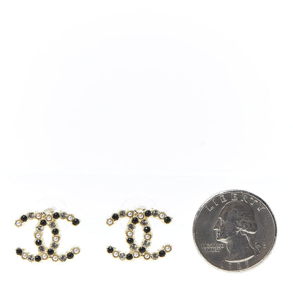 Chanel Resin Pearl Crystal CC Earrings Gold Black 2 of 5