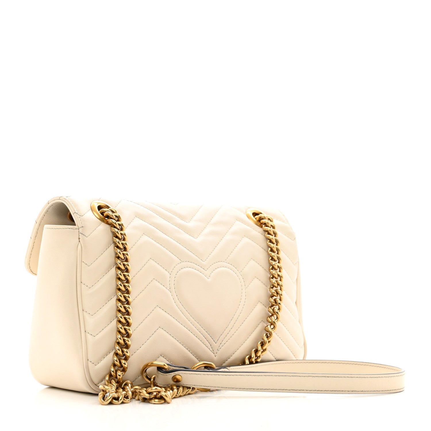 Gucci Calfskin Matelasse Small GG Marmont Shoulder Bag White 3 of 12