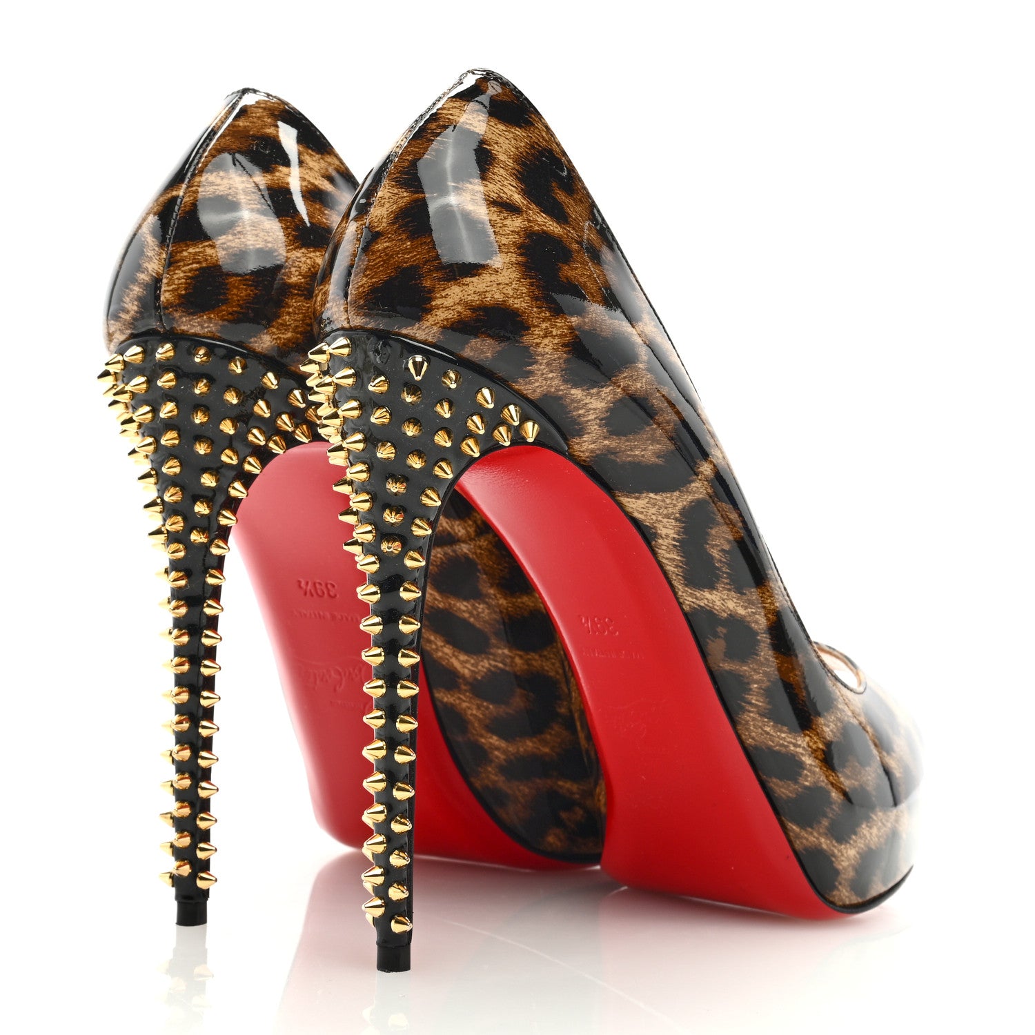 Christian Louboutin Patent Leopard New Very Prive Spikes 120 Pumps 39.5 Brown 4 of 8
