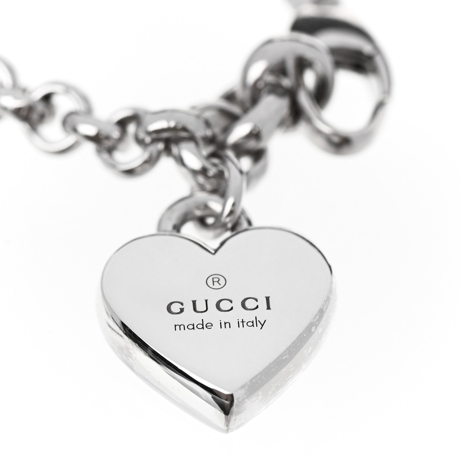 Gucci Sterling Silver Trademark Heart Charm Bracelet 3 of 4