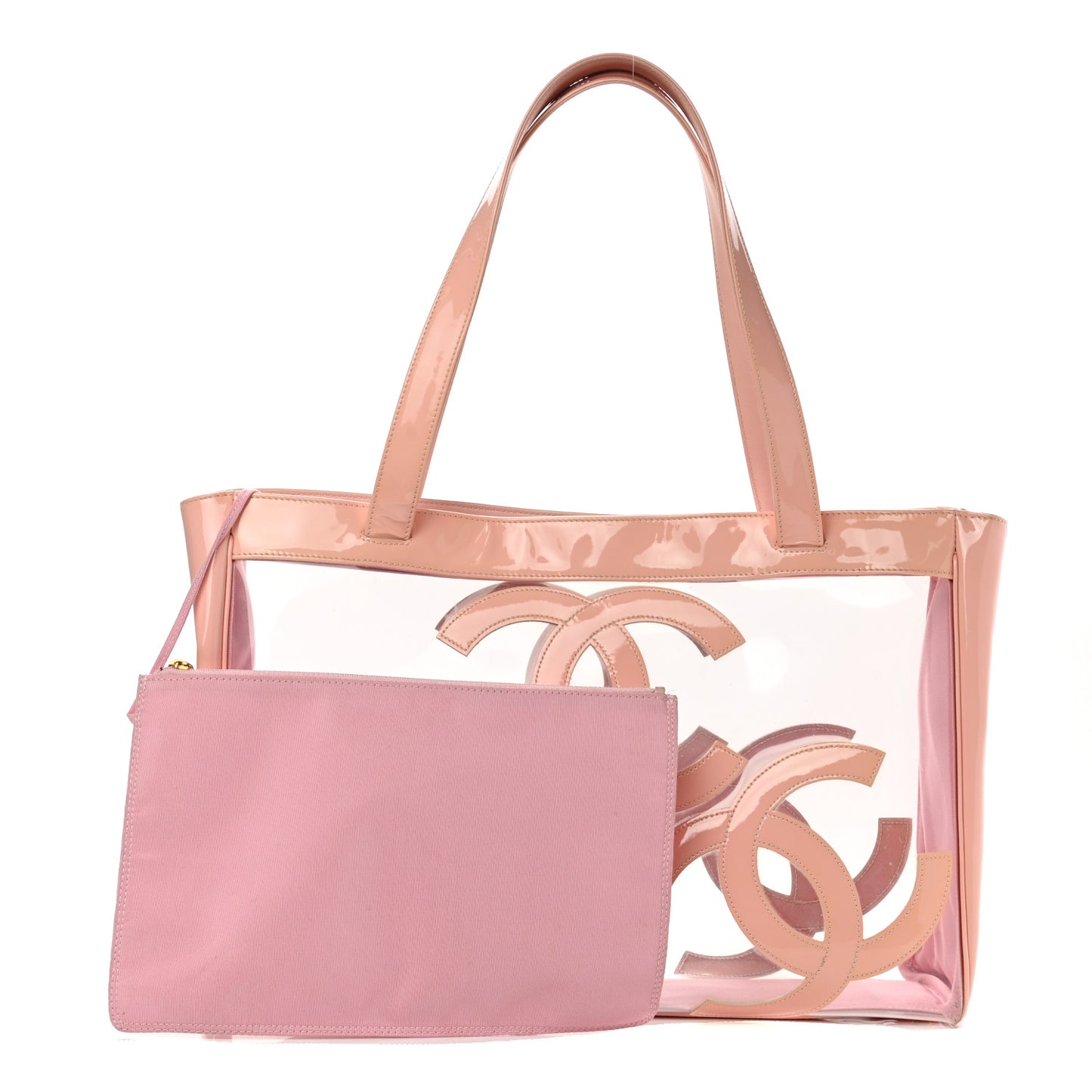 Vinyl Patent CC Logo Beach Tote Pink