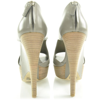 Gucci Leather Clemence Platform Wedge Sandals 38 Grey 4 of 7